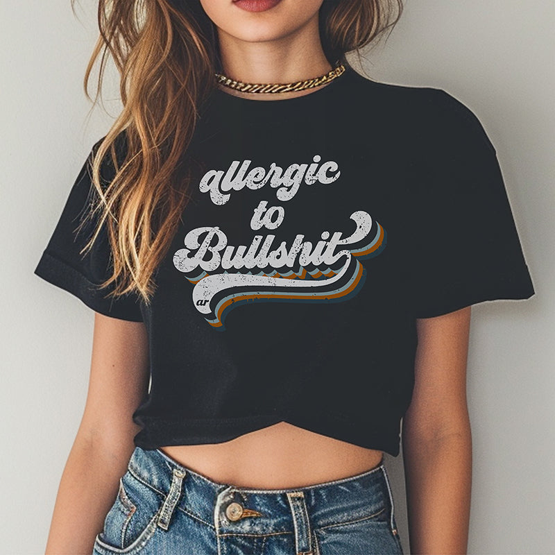 Allergic To Bullshit Retro Jersey Crop Top