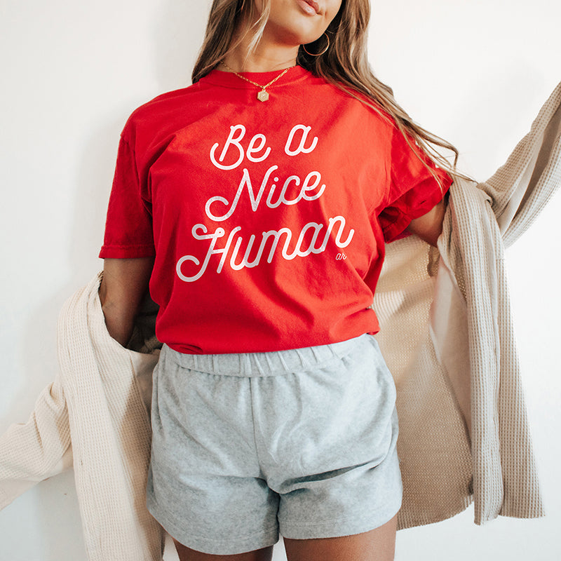 Be A Nice Human Retro Heavyweight Tee