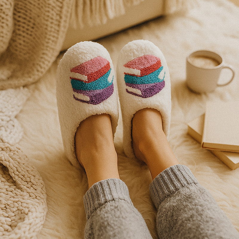 Bookish Sherpa Slippers – Cozy Slippers for Readers & Homebodies