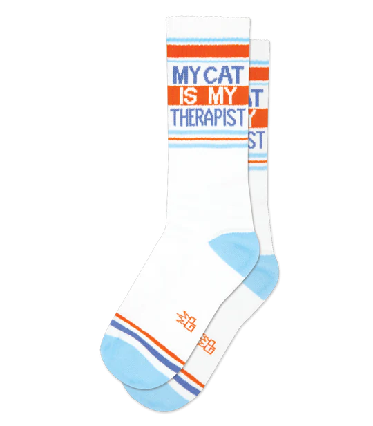 My Cat Is My Therapist Socks – Funny Unisex Gym Socks for Cat Lovers