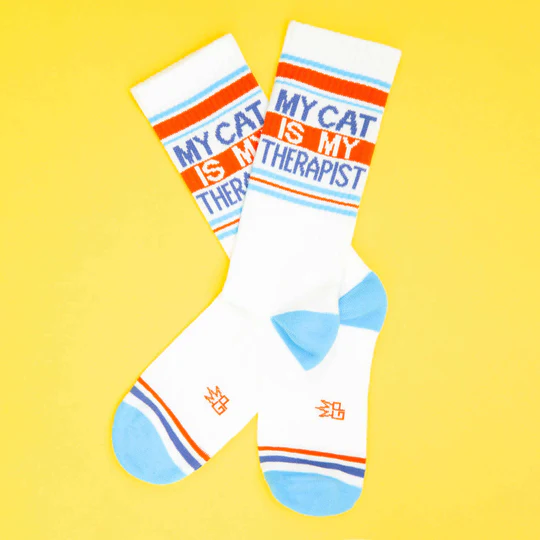 My Cat Is My Therapist Socks – Funny Unisex Gym Socks for Cat Lovers