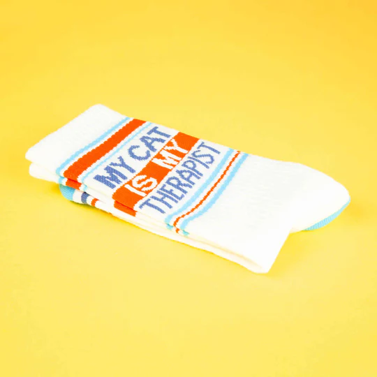 My Cat Is My Therapist Socks – Funny Unisex Gym Socks for Cat Lovers