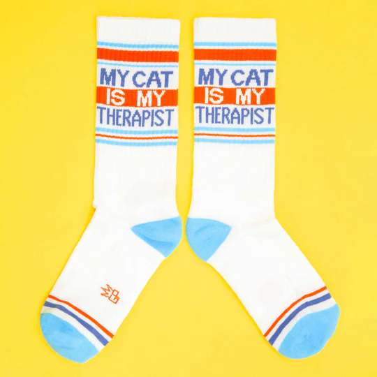 My Cat Is My Therapist Socks – Funny Unisex Gym Socks for Cat Lovers