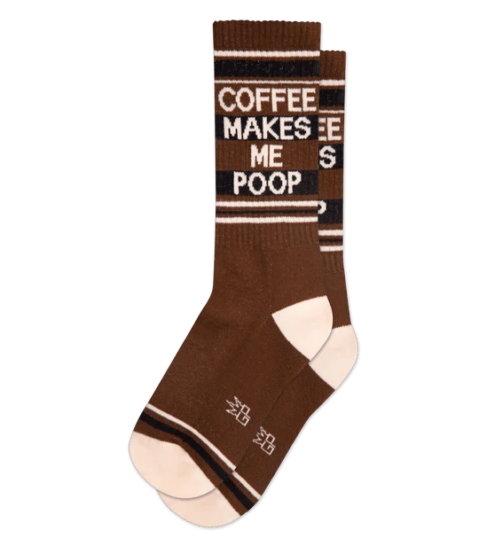 Coffee Makes Me Poop Socks – Funny Unisex Gym Socks Made in USA
