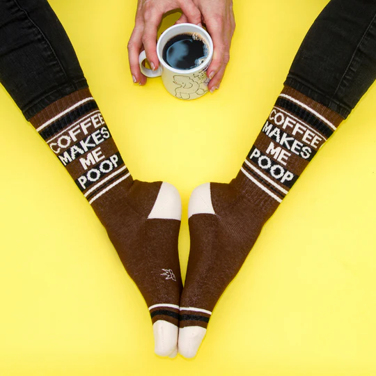 Coffee Makes Me Poop Socks – Funny Unisex Gym Socks Made in USA