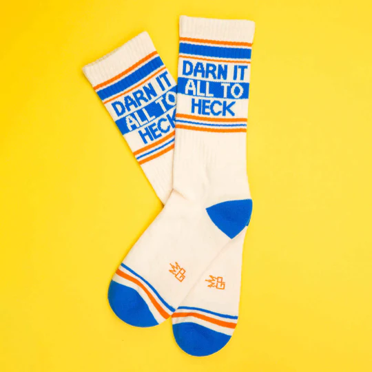 Darn It All To Heck Socks – Funny Unisex Gym Socks Made in USA