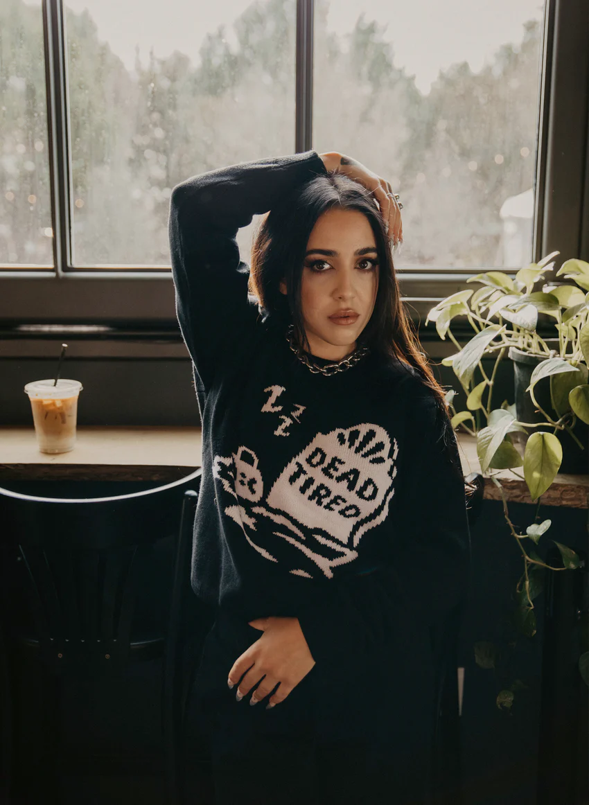 Dead Tired Knit Sweater – Funny Coffee Lover Pullover for Women