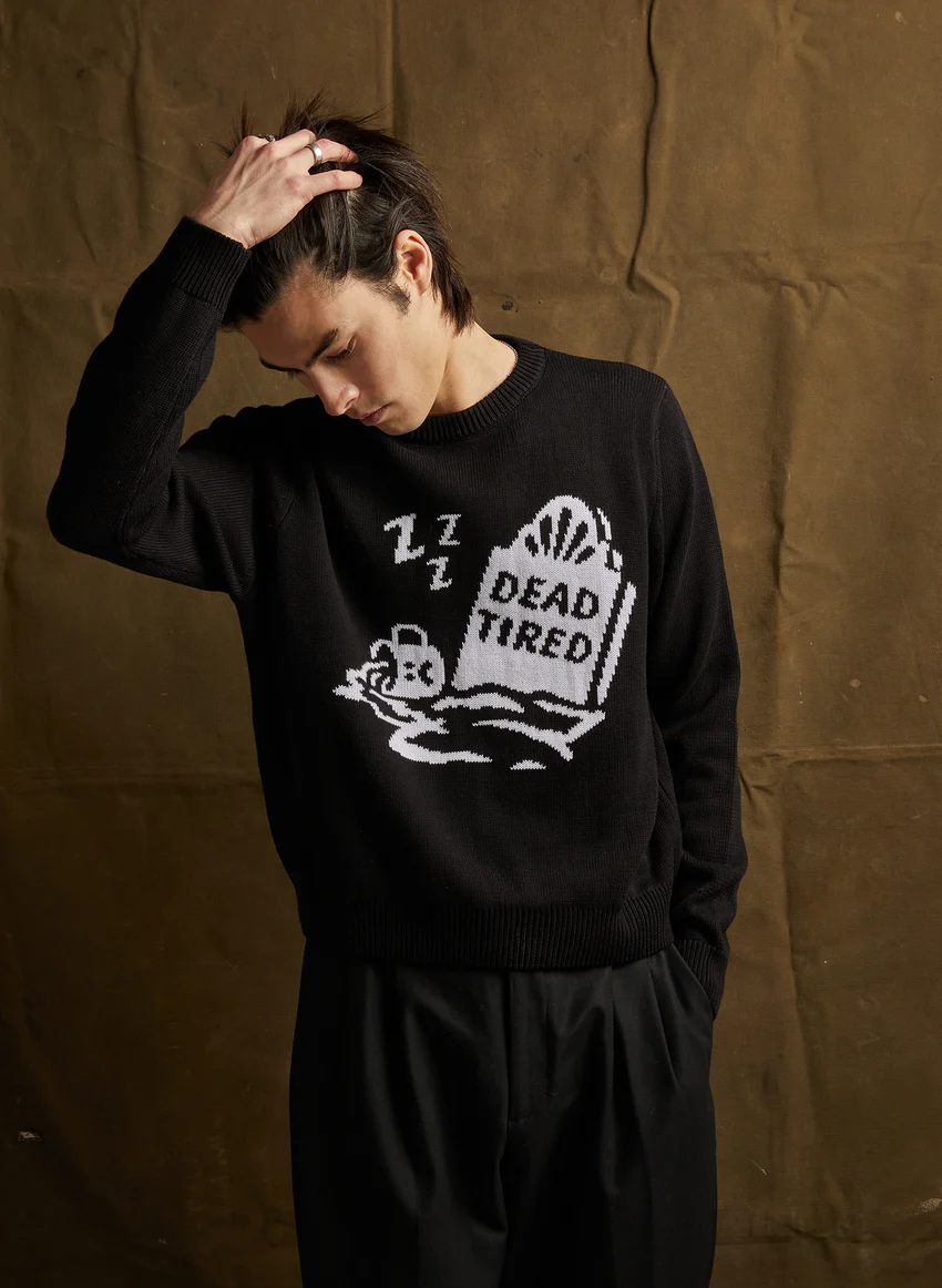 Dead Tired Knit Sweater – Funny Coffee Lover Pullover for Women