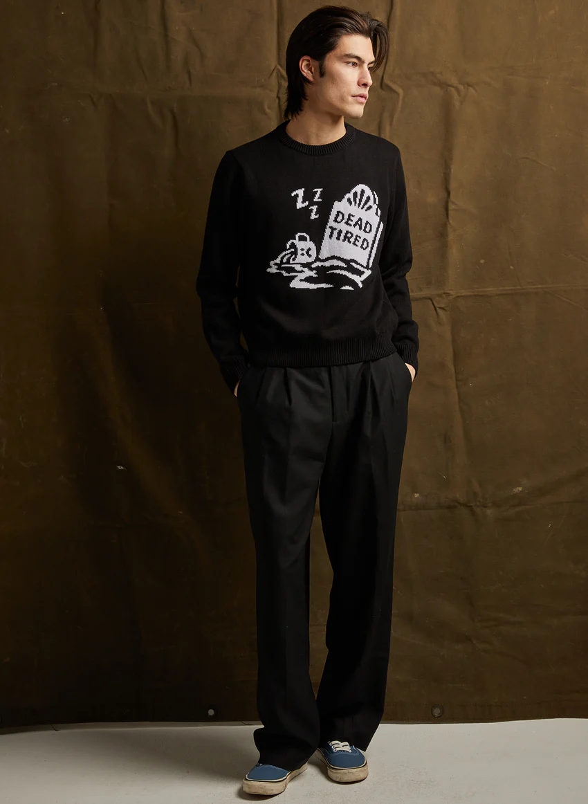 Dead Tired Knit Sweater – Funny Coffee Lover Pullover for Women