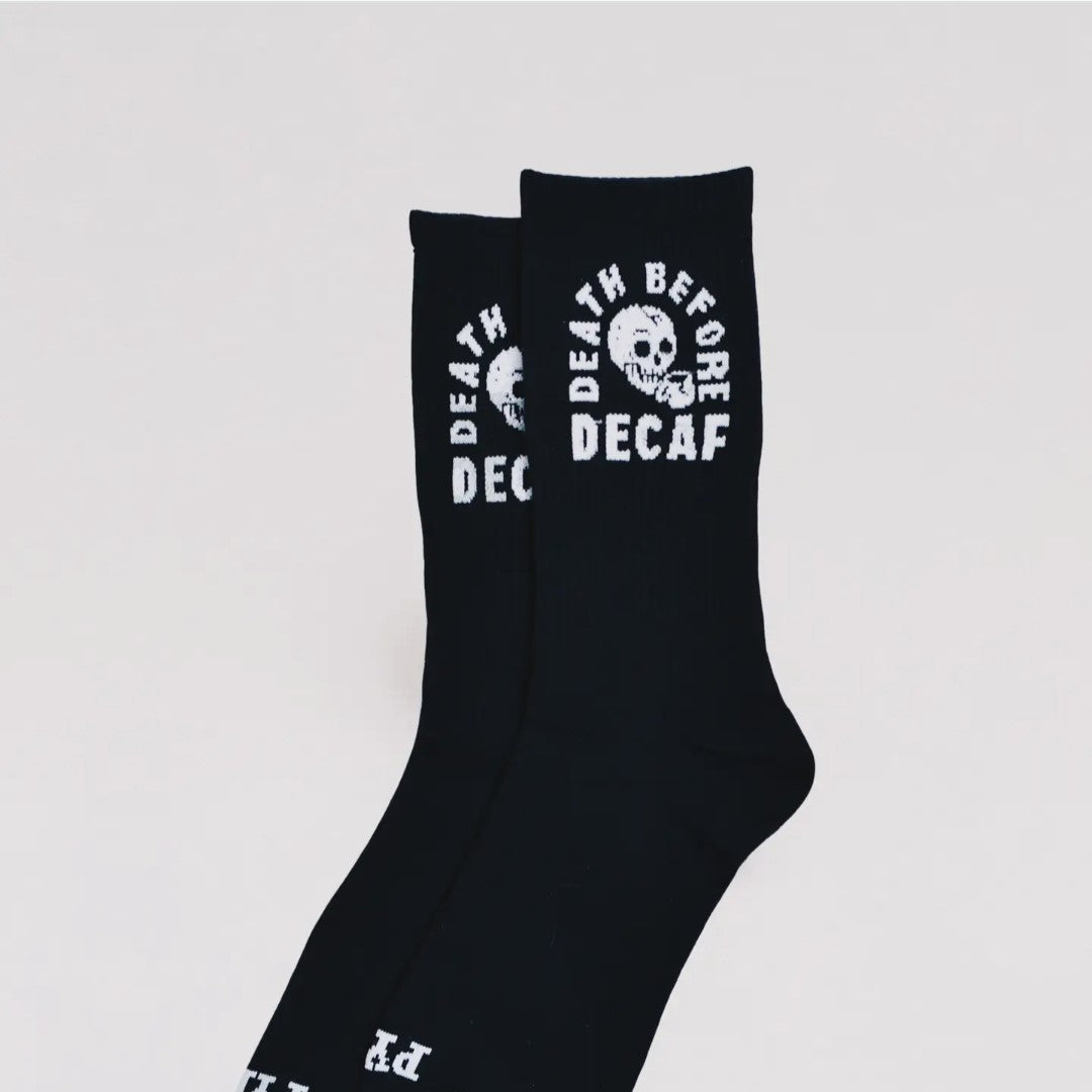 Death Before Decaf Crew Socks