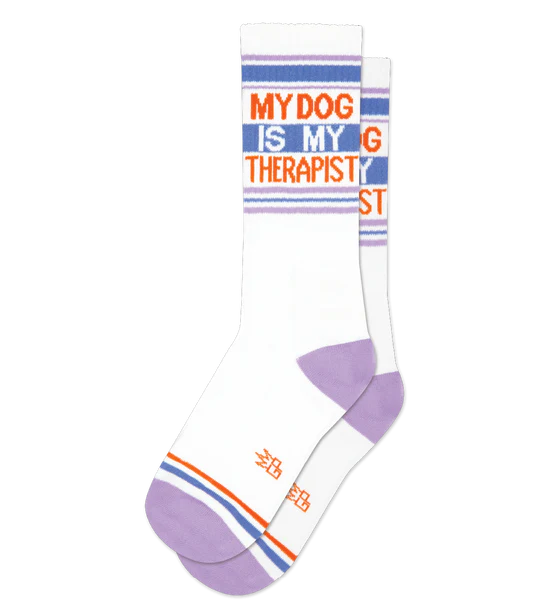 My Dog Is My Therapist Socks – Funny Unisex Dog Lover Gym Socks Made in USA
