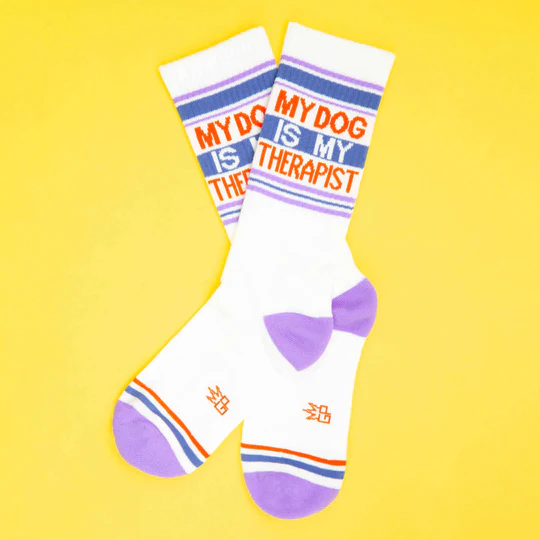 My Dog Is My Therapist Socks – Funny Unisex Dog Lover Gym Socks Made in USA