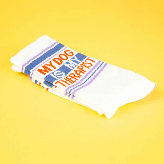 My Dog Is My Therapist Socks – Funny Unisex Dog Lover Gym Socks Made in USA