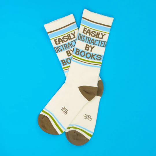 Easily Distracted By Books Socks – Funny Unisex Reader Gift