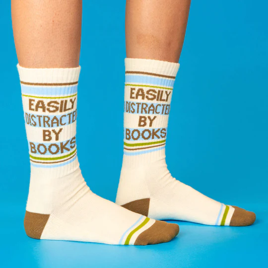Easily Distracted By Books Socks – Funny Unisex Reader Gift