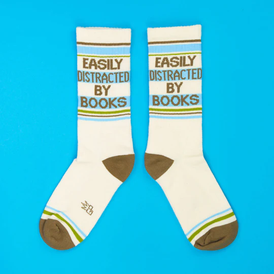Easily Distracted By Books Socks – Funny Unisex Reader Gift