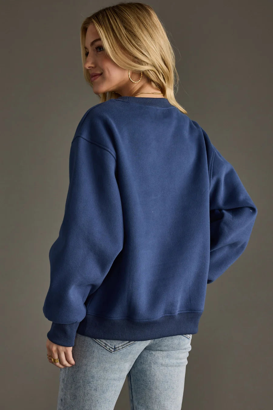 Blue Game Day Sweatshirt – Oversized Cotton Blend Pullover