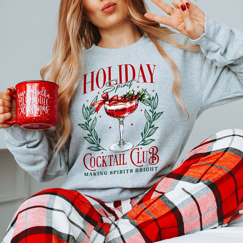 Holiday Spirit Cocktail Club Sweatshirt – Festive Unisex Pullover