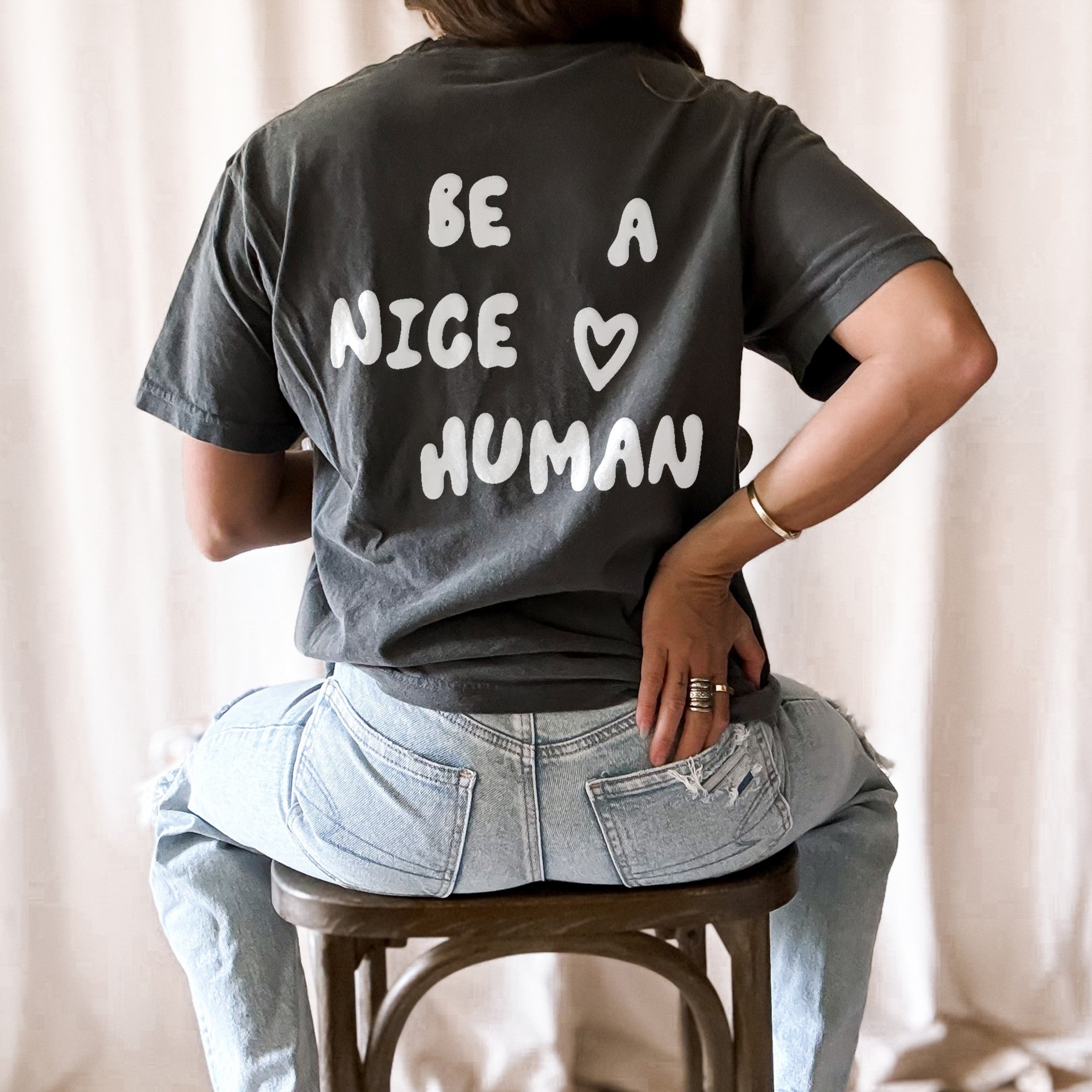 Be A Nice Human Puff Print Tee