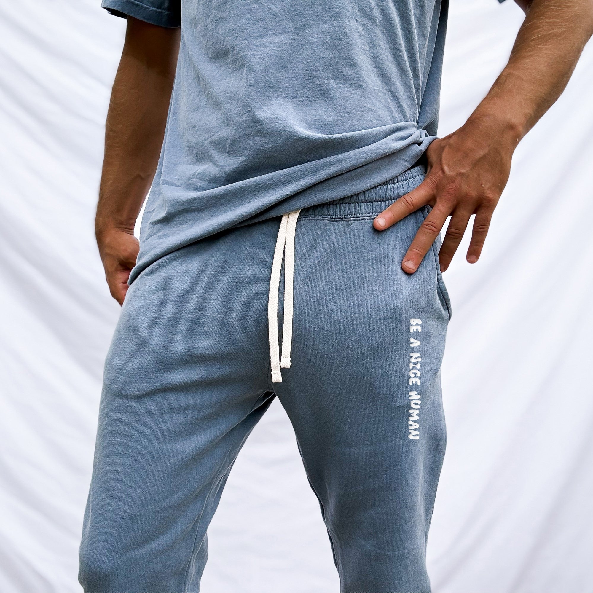 Be A Nice Human Puff Print Lightweight Fleece Sweatpants