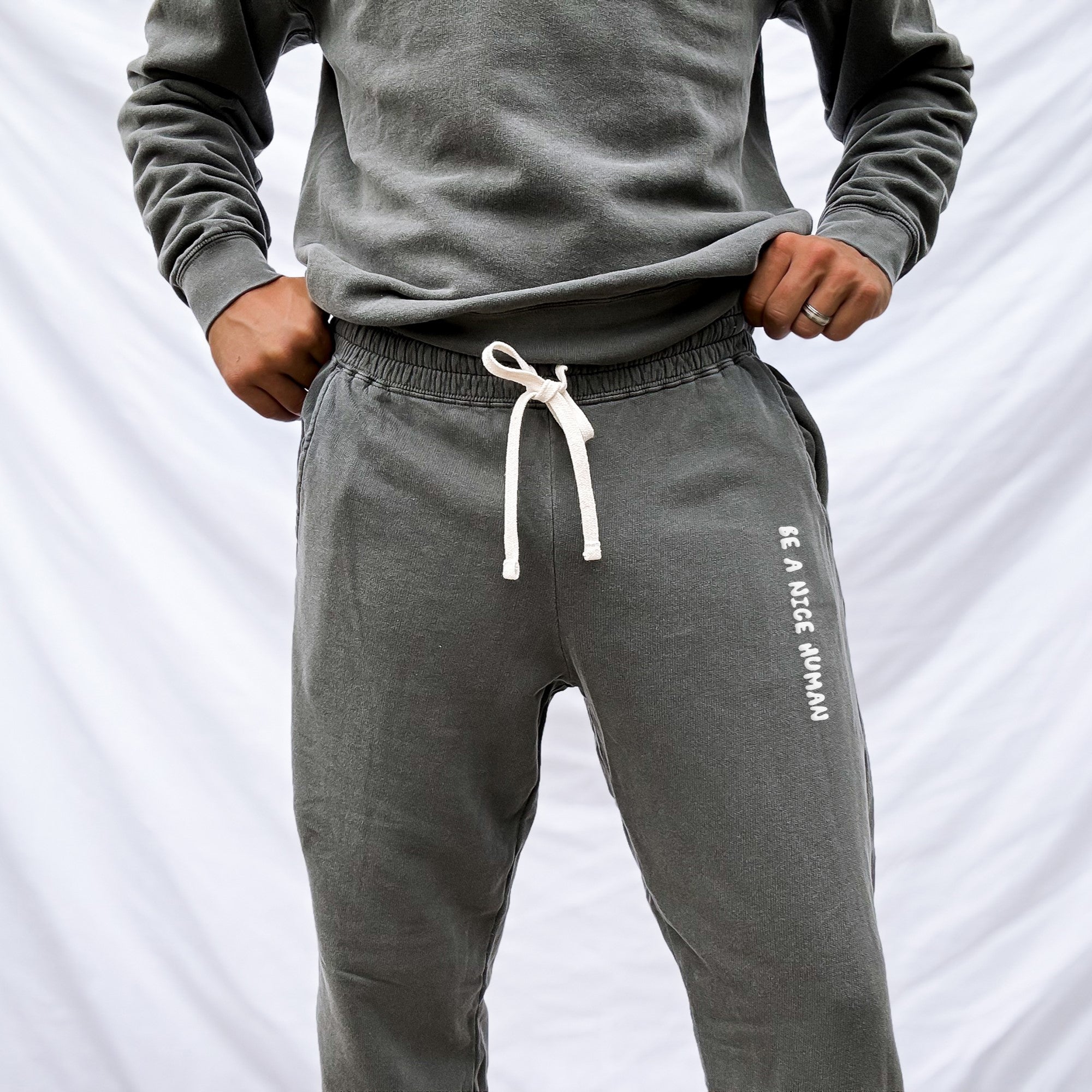 Be A Nice Human Puff Print Lightweight Fleece Sweatpants