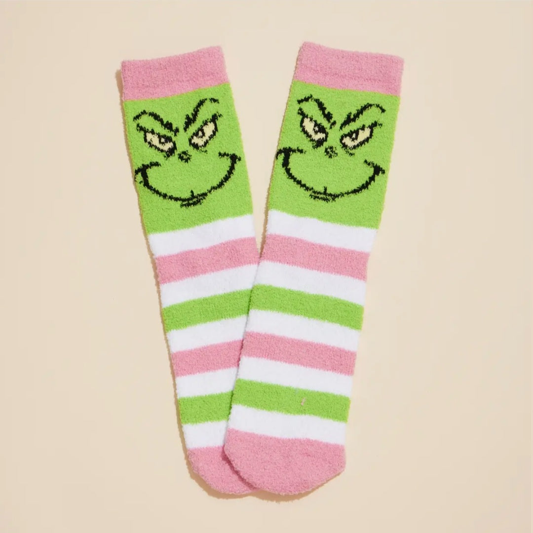 Grinchy Fuzzy Christmas Socks Gift Set