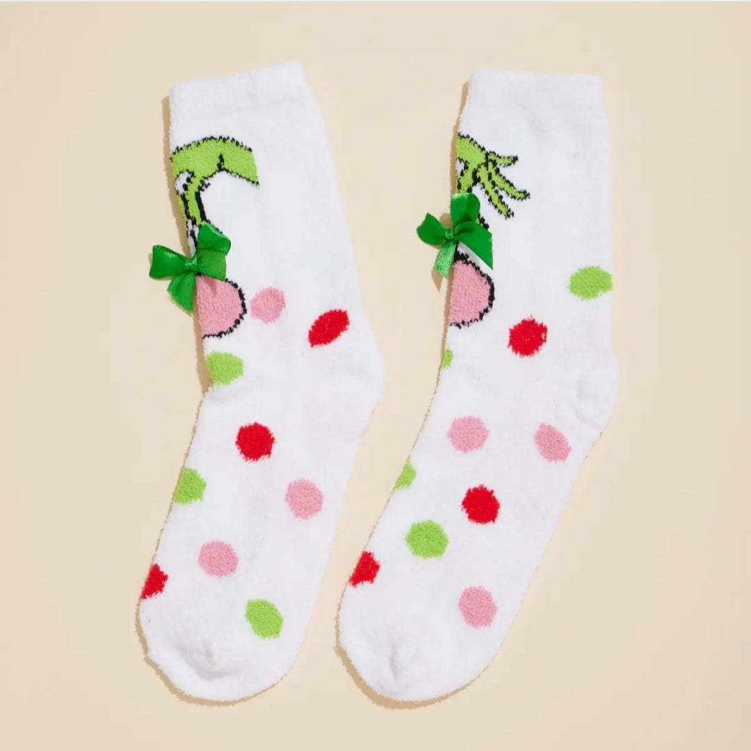 Grinchy Fuzzy Christmas Socks Gift Set