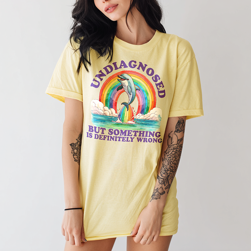 Model in banana heavyweight graphic tee — funny colorful summer t-shirt for men and women