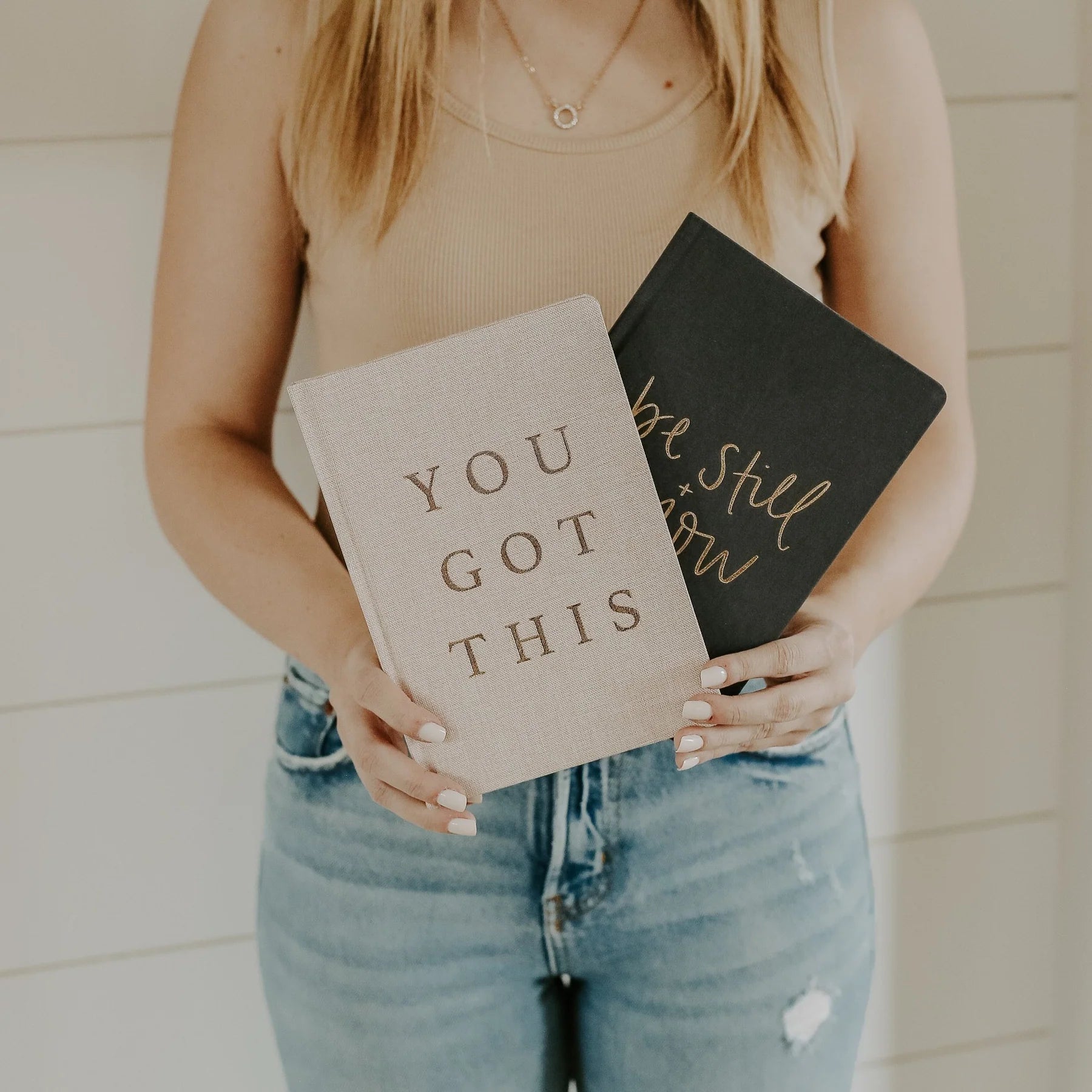 You Got This Journal – Tan & Gold Fabric Notebook | Holiday Gift for Writers & Dreamers