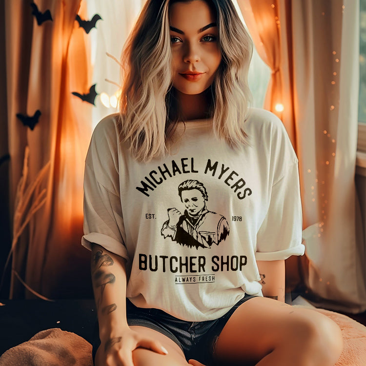 Michael Myers Butcher Shop Heavyweight Halloween Tee
