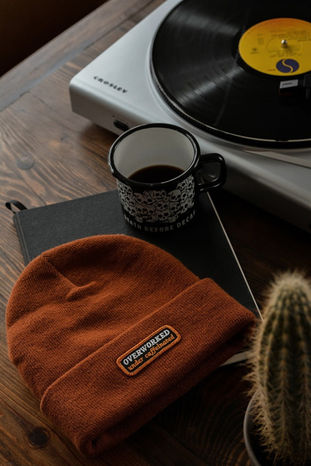 Overworked Under Caffeinated Beanie
