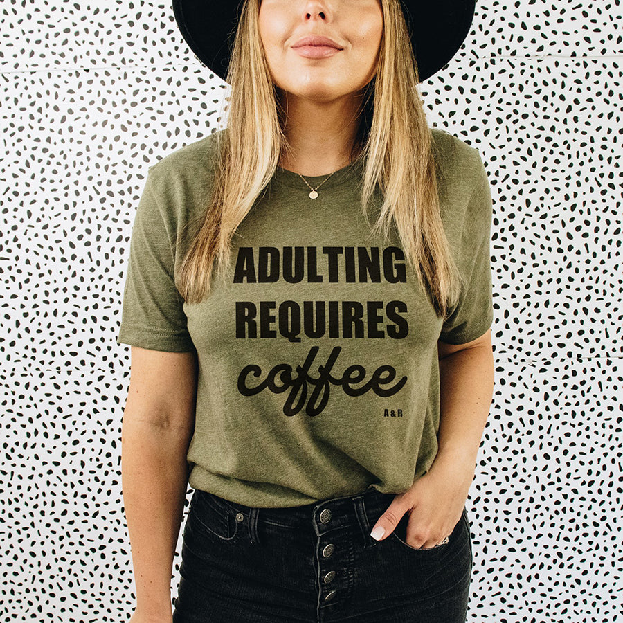 Adulting Requires Coffee Graphic Tee (Wholesale)