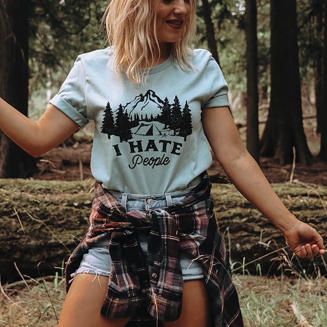 I Hate People Camping Tee Shirt (Wholesale)