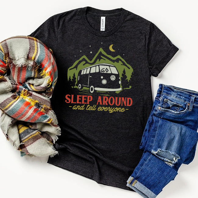 Sleep Around And Tell Everyone Road Trip Camping Tee (Wholesale)