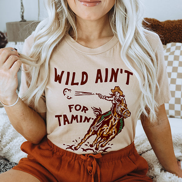 Wild Ain't For Tamin' Western Cowgirl Tee Shirt (Wholesale)
