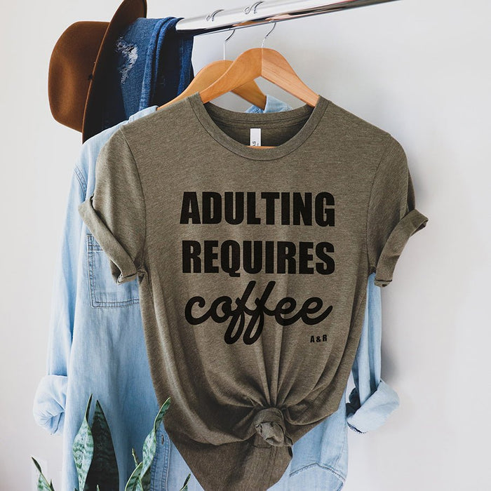 Adulting Requires Coffee Lightweight Tee - Alley & Rae Apparel