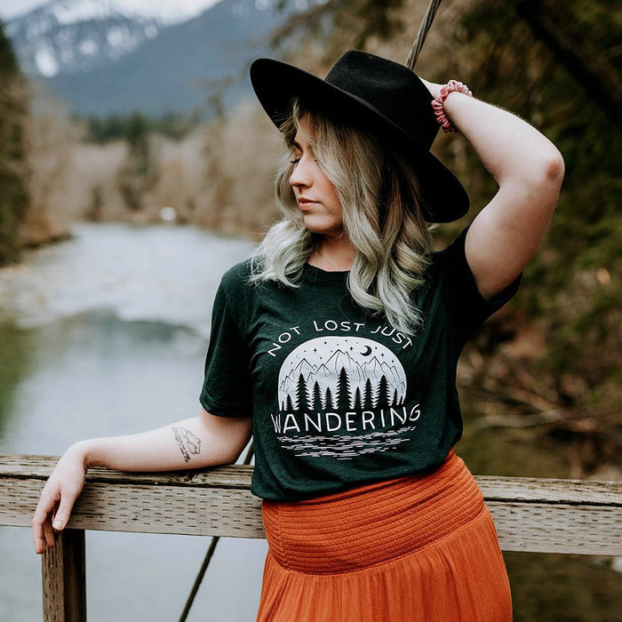 Not Lost Just Wandering Lightweight Tee - Alley & Rae Apparel