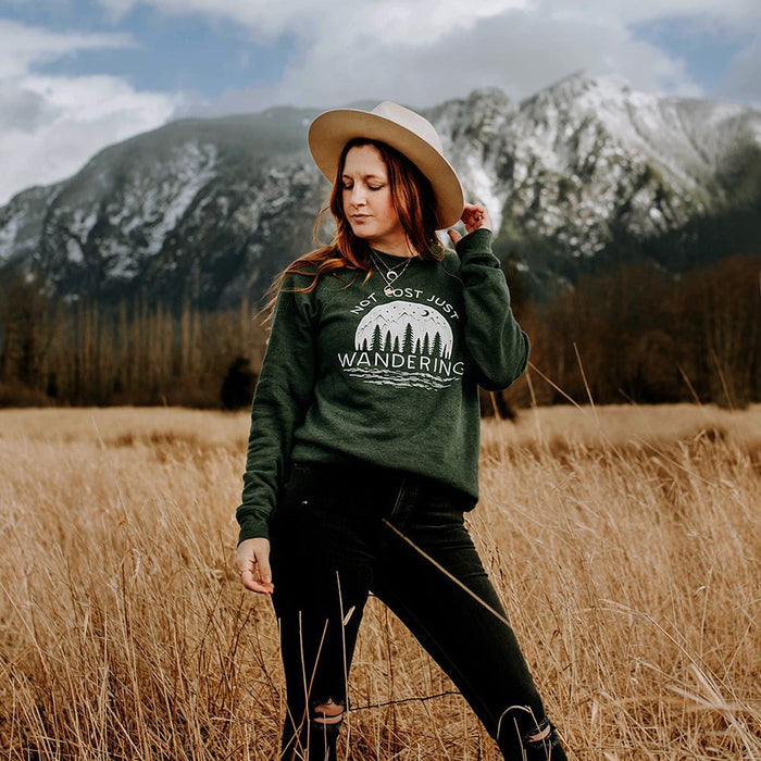 Not Lost Just Wandering Raglan Sweatshirt - Alley & Rae Apparel