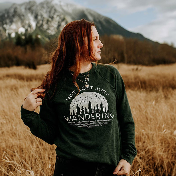 Not Lost Just Wandering Raglan Sweatshirt - Alley & Rae Apparel