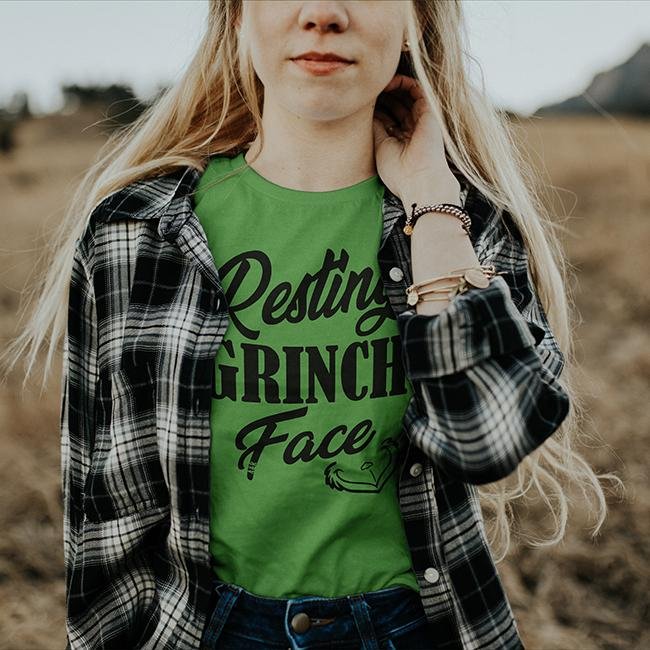 Resting Grinch Face Tee - Alley & Rae Apparel