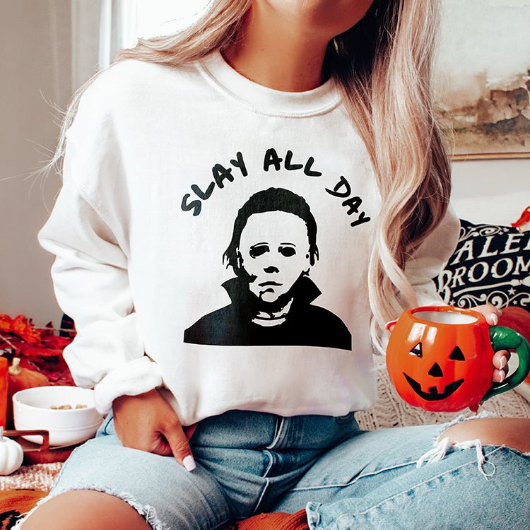 Slay All Day Halloween Crewneck Sweatshirt - Alley & Rae Apparel