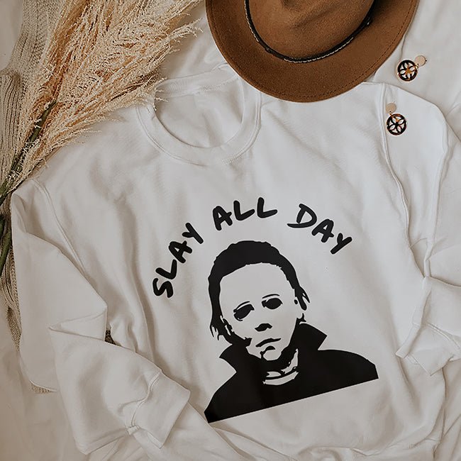 Slay All Day Halloween Crewneck Sweatshirt - Alley & Rae Apparel